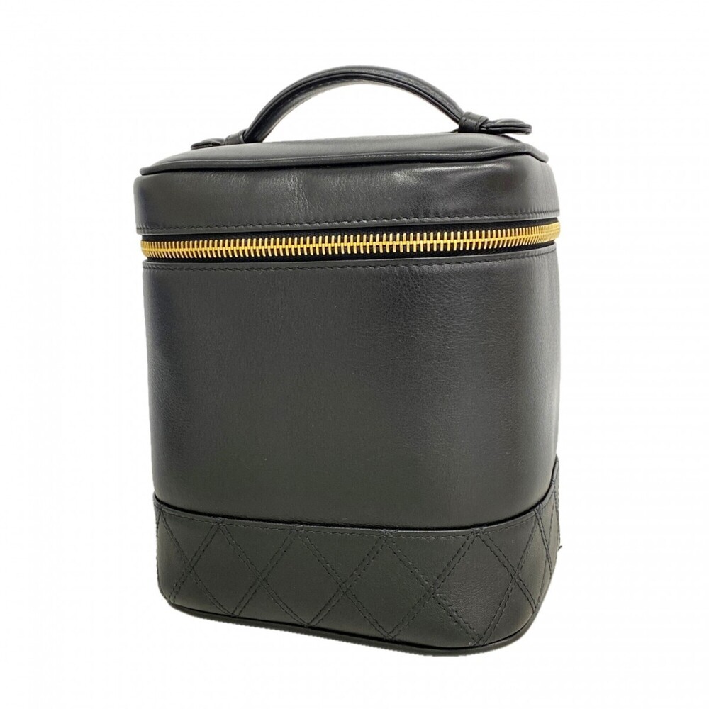 CHANEL Black Lambskin Leather Vanity Bag